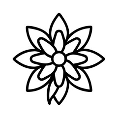 bee balm icon, flower line art, flower icon - Minimalistic black outline illustration of bee balm flower, perfect for icons, logos, and floral-themed designs.

