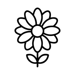 calendula icon, flower line art, flower icon - Minimalistic black outline illustration of calendula flower, perfect for icons, logos, and floral-themed designs.

