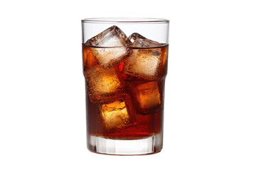 A Refreshing Glass of Soda With Ice Cubes. White or PNG Transparent Background.
