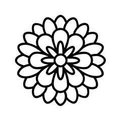 chrysanthemum icon, flower line art, flower icon - Minimalistic black outline illustration of chrysanthemum flower, perfect for icons, logos, and floral-themed designs.

