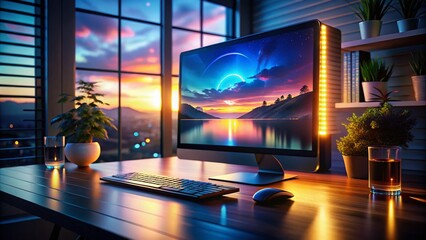 Obraz premium Night Photography: Software Installation Guide - Dark Interface, Computer Screen, Progress Bar, Coding, Setup, Digital Download