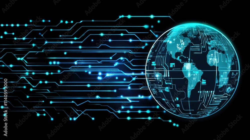 Aufkleber a globe with a circuit board pattern on it