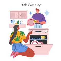 House Cleaning. Flat Vector Illustration