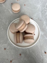 Chocolate Coffee Macarons on a Plate