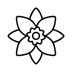 daffodil icon, flower line art, flower icon - Minimalistic black outline illustration of daffodil flower, perfect for icons, logos, and floral-themed designs.

