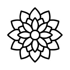 dahlia icon, flower line art, flower icon - Minimalistic black outline illustration of dahlia flower, perfect for icons, logos, and floral-themed designs.


