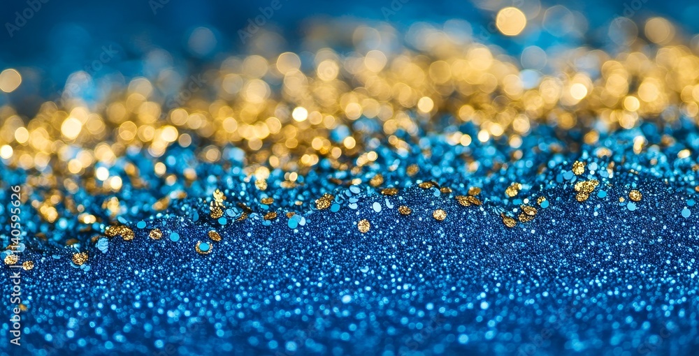 Aufkleber shimmering blend of blue and gold glitter creating a mesmerizing sparkle effect in artistic display
