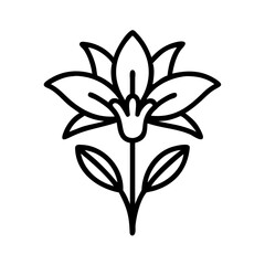daylily icon, flower line art, flower icon - Minimalistic black outline illustration of daylily flower, perfect for icons, logos, and floral-themed designs.

