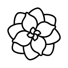 gardenia icon, flower line art, flower icon - Minimalistic black outline illustration of gardenia flower, perfect for icons, logos, and floral-themed designs.

