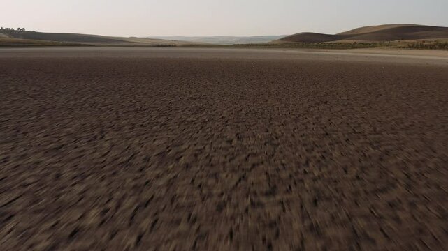 Land emerged in the Basentello dam lake during a period of extreme drought that is affecting southern Italy due to high temperatures and low rainfall. Matera - Basilicata - Italy -