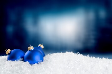 Beautiful Christmas ball decoration in snow