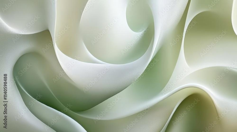 Poster delicate swirls of soft greens and whites evoke serenity and calm in an abstract representation of f