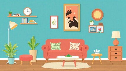 Obraz premium interior of a room with flowers