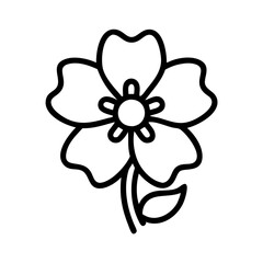 japanese anemone icon, flower line art, flower icon - Minimalistic black outline illustration of japanese anemone flower, perfect for icons, logos, and floral-themed designs.

