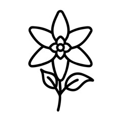 larkspur icon, flower line art, flower icon - Minimalistic black outline illustration of larkspur flower, perfect for icons, logos, and floral-themed designs.

