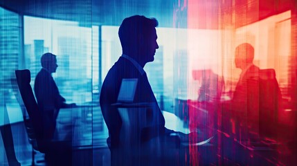 Man, manager and meeting or presentation in boardroom with coworkers for corporate business seminar. Discussion, financial and training for company growth with teamwork, leader and workshop mentor 