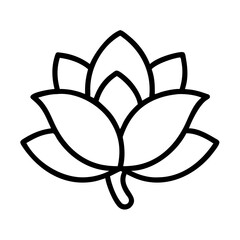 magnolia icon, flower line art, flower icon - Minimalistic black outline illustration of magnolia flower, perfect for icons, logos, and floral-themed designs.   © Waliul