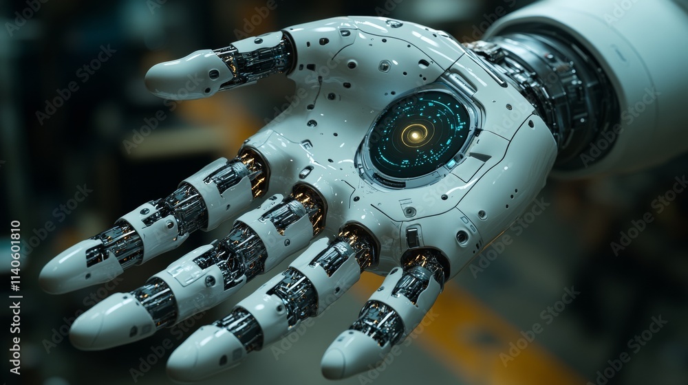 Aufkleber robotic hand showing open palm with futuristic design