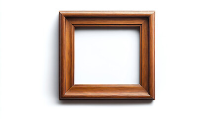 Fototapeta premium Isolated wooden picture frame, square and empty, perfect for retro or vintage decor. this classic design adds a touch of antique elegance to any interior, ideal for photos, art, gallery blank border.
