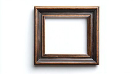 Fototapeta premium Isolated wooden picture frame, square and empty, perfect for retro or vintage decor. this classic design adds a touch of antique elegance to any interior, ideal for photos, art, gallery blank border.
