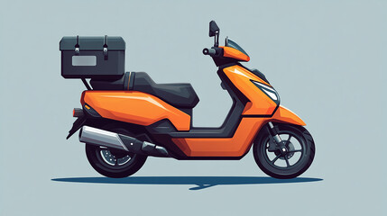 Fototapeta premium Scooter icon isolated, motorbike vehicle for urban transport, motorcycle illustration for city travel, delivery bike design, flat graphic of two-wheeled drive or ride for courier service.