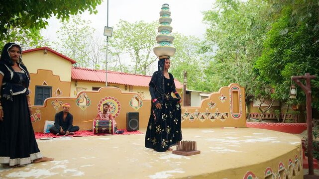 Traditional Indian Dance Performance with Pot Balancing