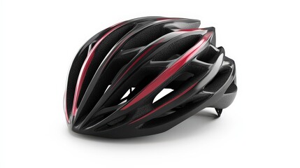Sleek black bicycle helmet with red stripes for safe cycling
