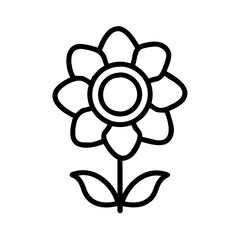sunshade icon, flower line art, flower icon - Minimalistic black outline illustration of sunshade flower, perfect for icons, logos, and floral-themed designs.

