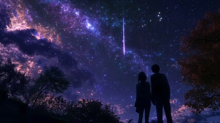 流れ星を見る人