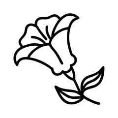 trumpet vine icon, flower line art, flower icon - Minimalistic black outline illustration of trumpet vine flower, perfect for icons, logos, and floral-themed designs.

