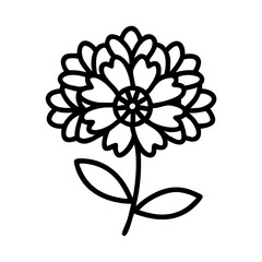 verbena icon, flower line art, flower icon - Minimalistic black outline illustration of verbena flower, perfect for icons, logos, and floral-themed designs.

