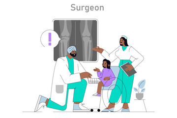 Medical Visits for Inclusive Children. Flat Vector Illustration