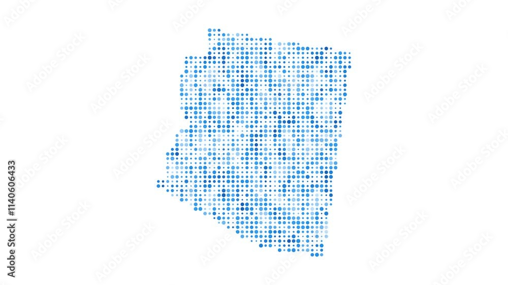 Poster arizona dotted digital map. map of arizona with pulsating colored circles. shape of the us state fil
