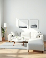 Fototapeta premium modern living room with white sofa