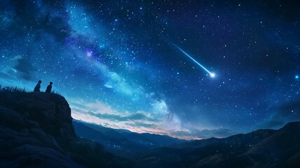 Fototapeta premium 流れ星を見る人