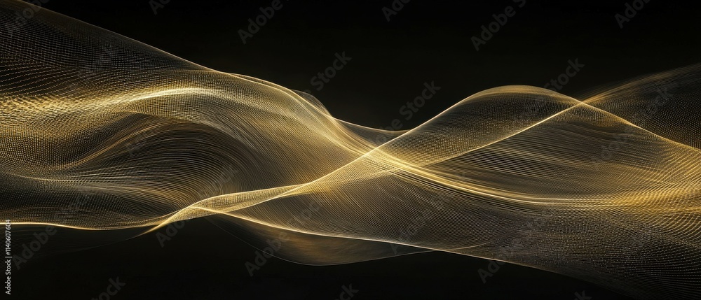 Poster artistic perspective of magnetic fields bending lines in dark digital visualization