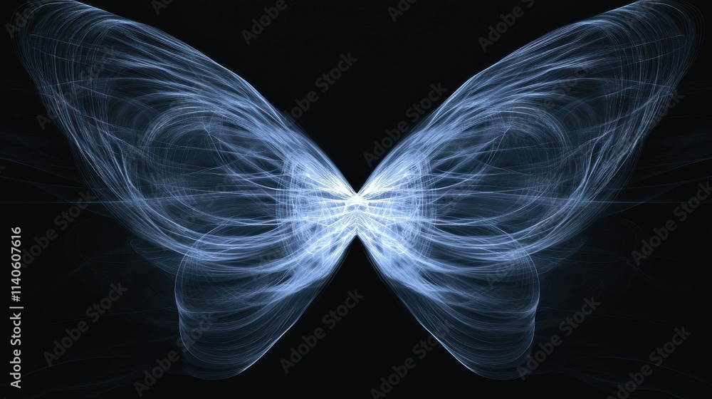 Poster digital art abstract motion lines forming butterfly-like shapes in graphic design