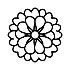 zinnia icon, flower line art, flower icon - Minimalistic black outline illustration of zinnia flower, perfect for icons, logos, and floral-themed designs.

