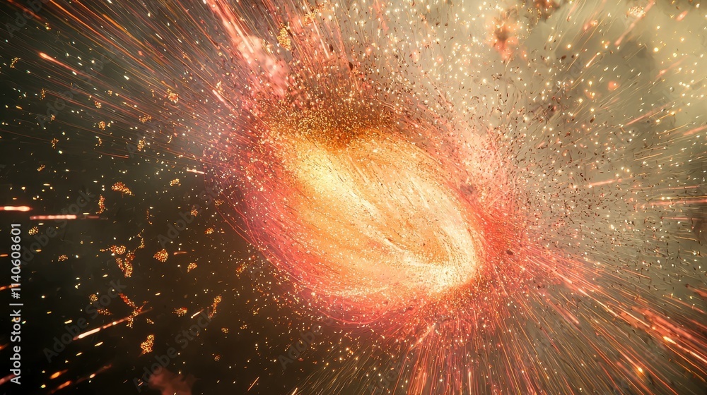 Poster energetic circular particles in a dynamic galactic environment a digital art concept