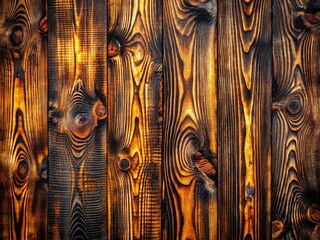 Naklejka premium Panoramic Charred Wood Background - Dark Burnt Texture, Rustic Wood Grain