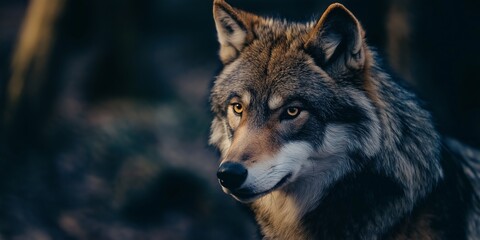 Fototapeta premium A striking wolf with captivating eyes, embodying the essence of wilderness and strength.