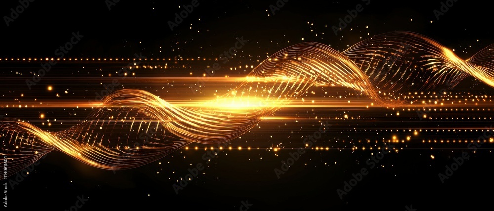 Poster dynamic glowing dna helix in abstract environment science concept digital art futuristic viewpoint
