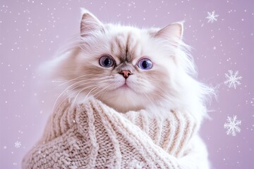 Fluffy Persian Cat in Sweater