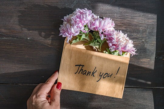 Autumnal Chrysanthemum Bouquet in Thank You Envelope