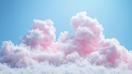 Fototapeta premium Pink fluffy clouds floating in a serene blue sky