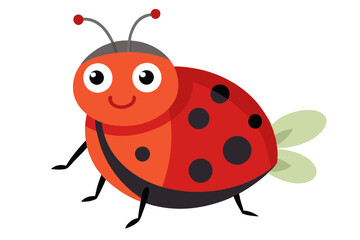 Watercolor Vector of Cartoon Ladybird, Isolated on White Background, Ladybird Animation Vector Illustration for Stock Designs, Digital Art, Cute Insect Clipart, Nature Graphics,