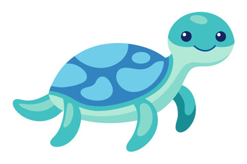 Watercolor Vector of a Cartoon Sea Turtle Animation, Isolated on a White Background - Vector Illustration for Graphic Design,