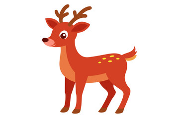 Vector Illustration of Cartoon Reindeer Animation, Hand-Painted with Watercolor on White Background, Cute Reindeer Animation, Vector Art for Christmas, Holidays, and Festive Designs
