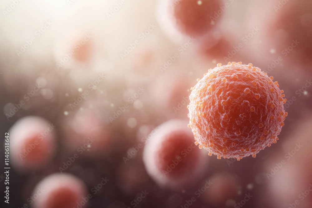 Poster a close-up view of vibrant cells, showcasing intricate textures and soft lighting, creating a dynami