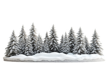 Fototapeta premium a snow-covered fir trees in a winter forest isolated on a transparent background